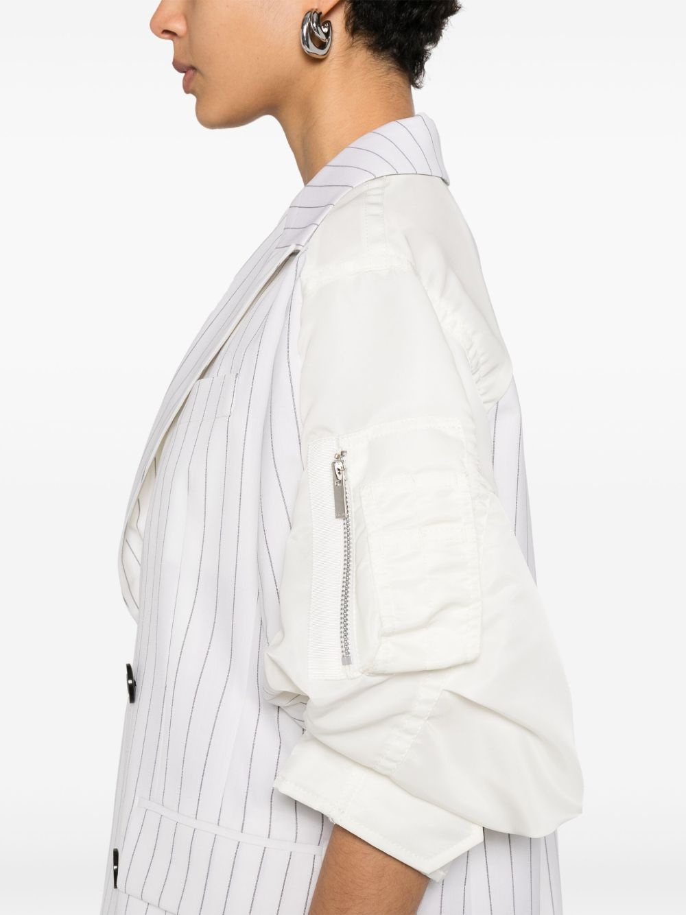 striped panelled blazer - 5