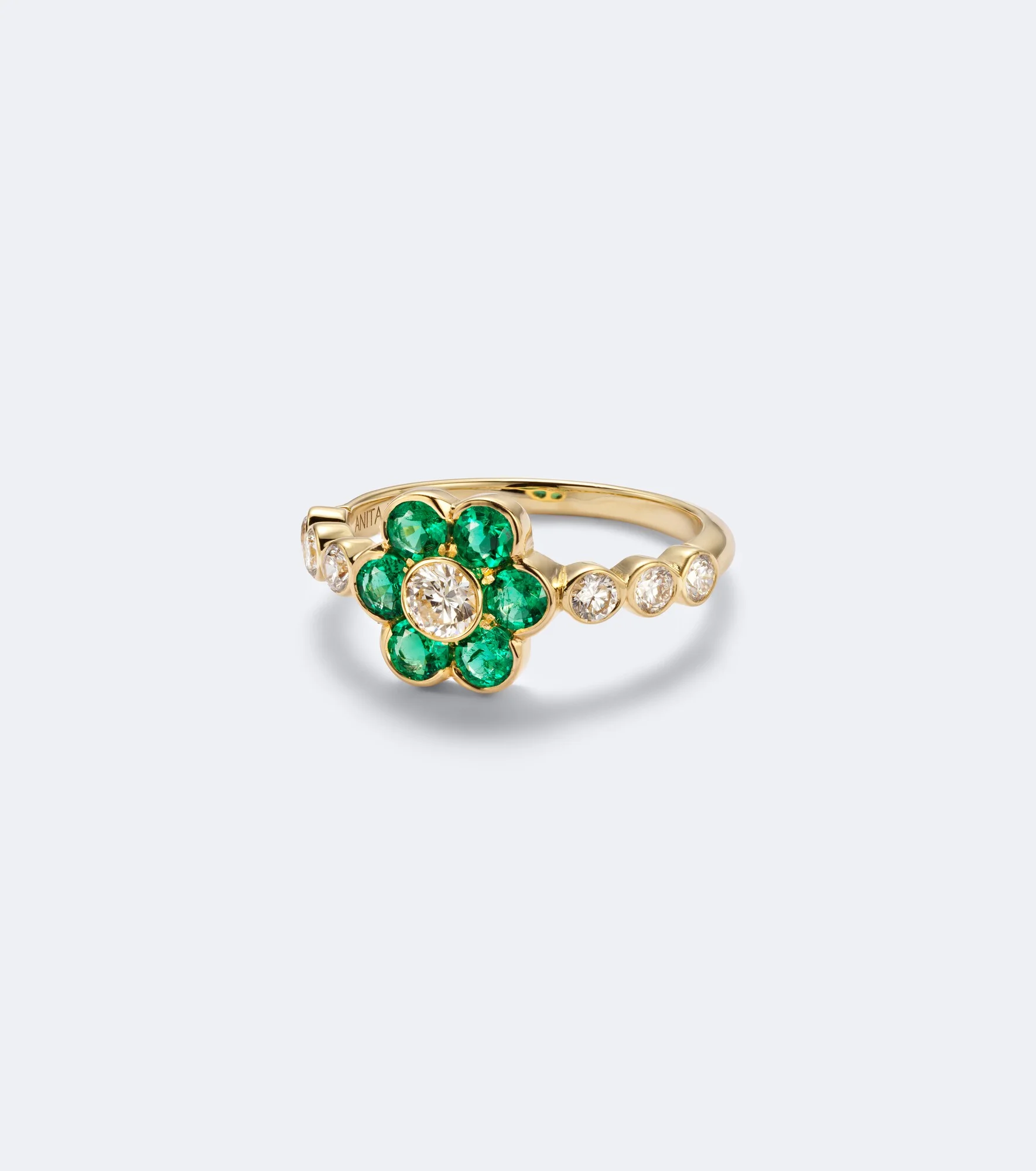 Flora 18kt gold ring with emeralds and diamonds - 1