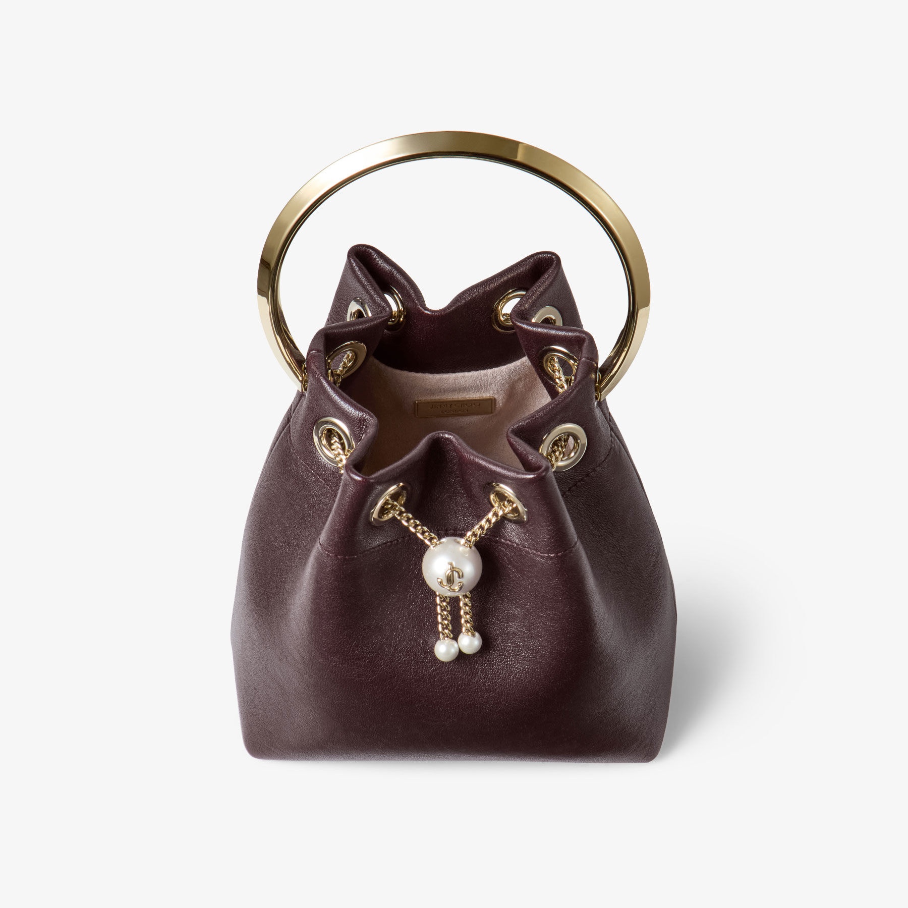 Bon Bon
Deep Merlot Biker Leather Bag With Pearl Closure - 4
