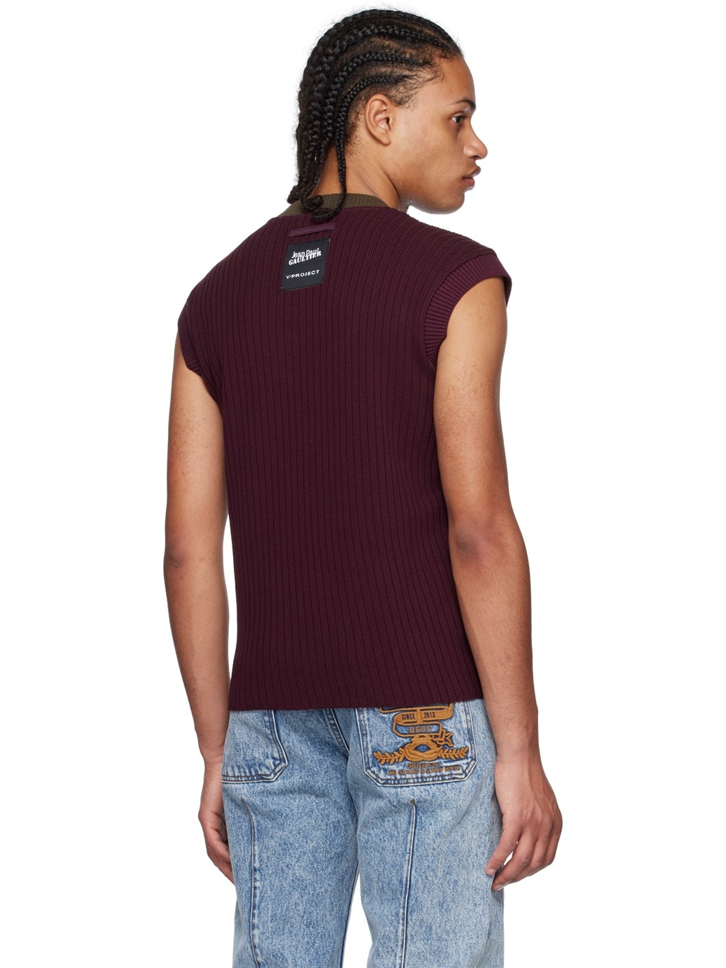 Yellow & Burgundy Jean Paul Gaultier Edition Tank Top - 3