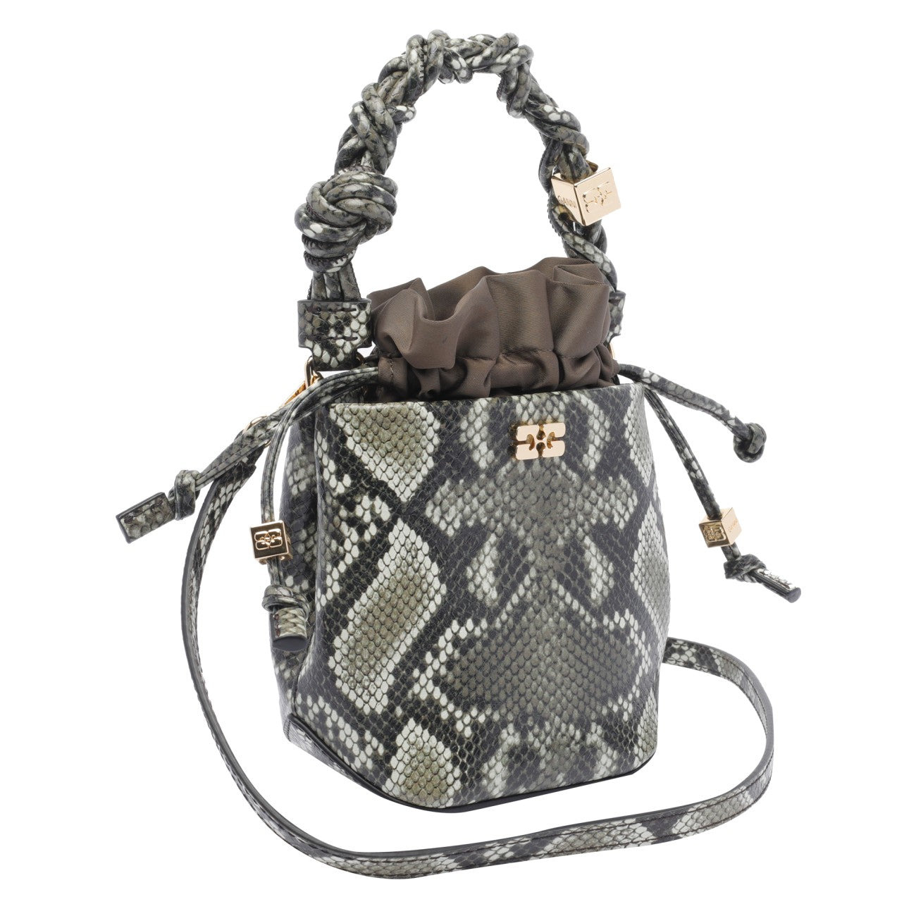 Ganni Women Mini Bou Snake Bucket Bag - 2