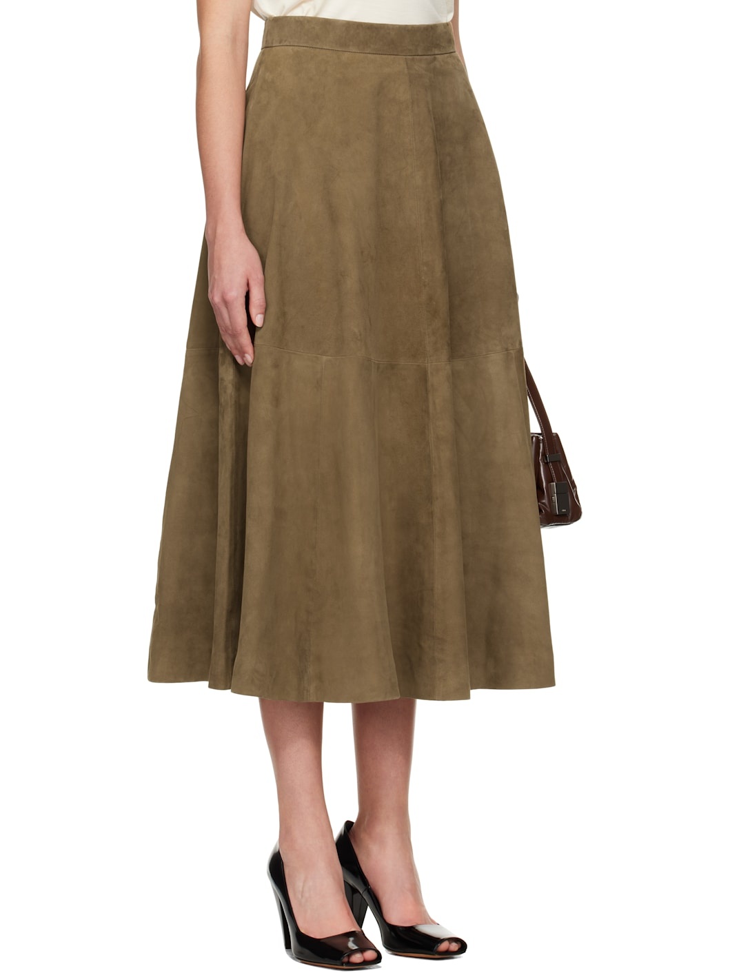 スカート ROHE FW25 A LINE SUEDE SKIRT (416 32 133 204 472) Rohe Suede A-Line Skirt in Light Khaki – Hampden Clothing