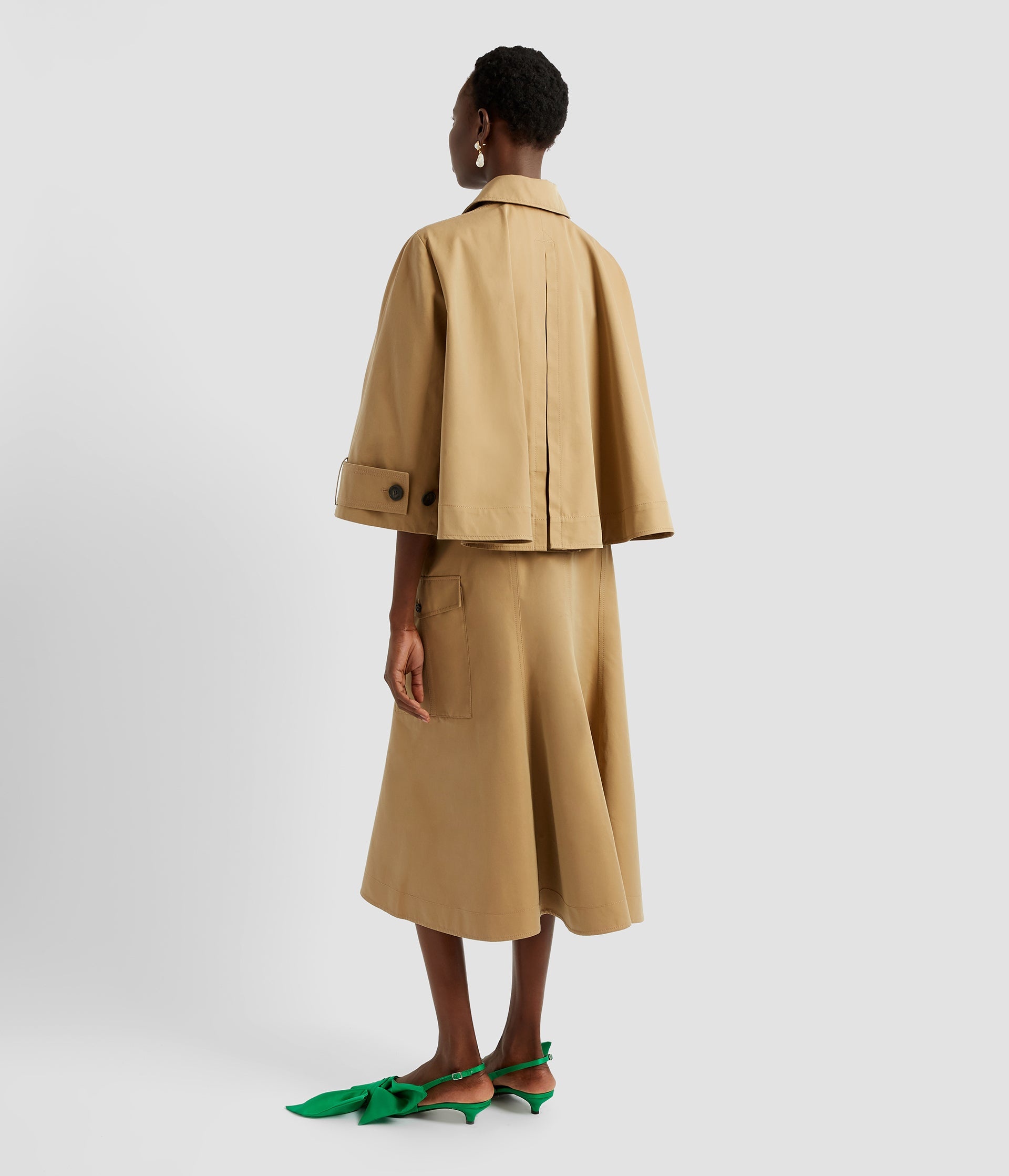 CROPPED TRENCH COAT CAPE - 3