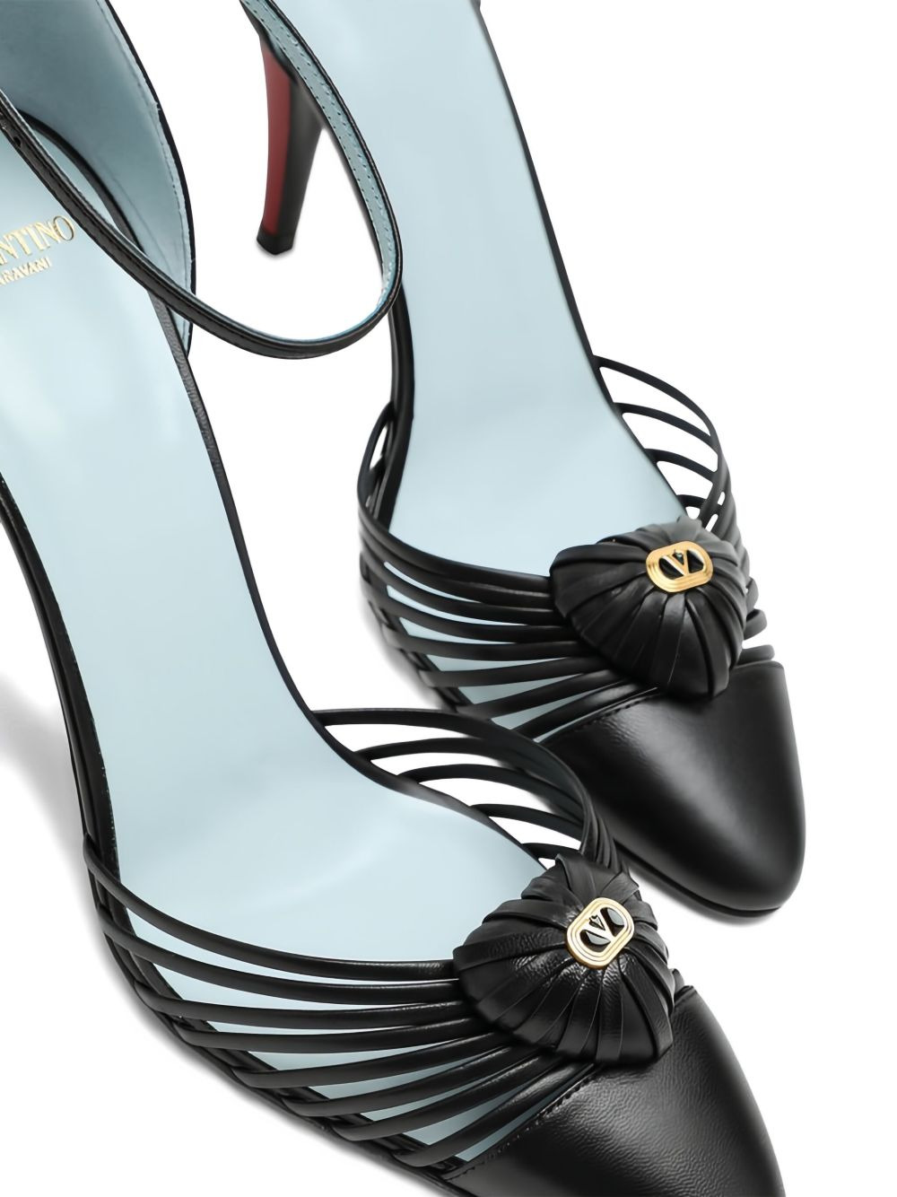 85mm strapped heart-detail heeled pumps - 3