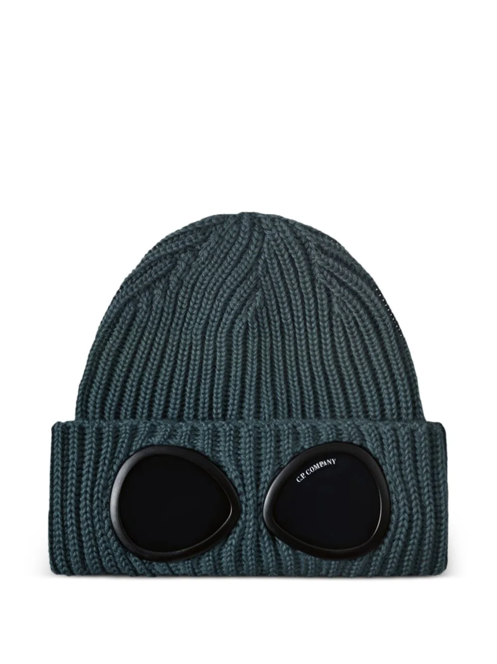 Goggle ribbed knit beanie hat - 1