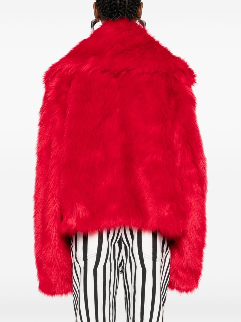 double-breasted faux-fur jacket - 4
