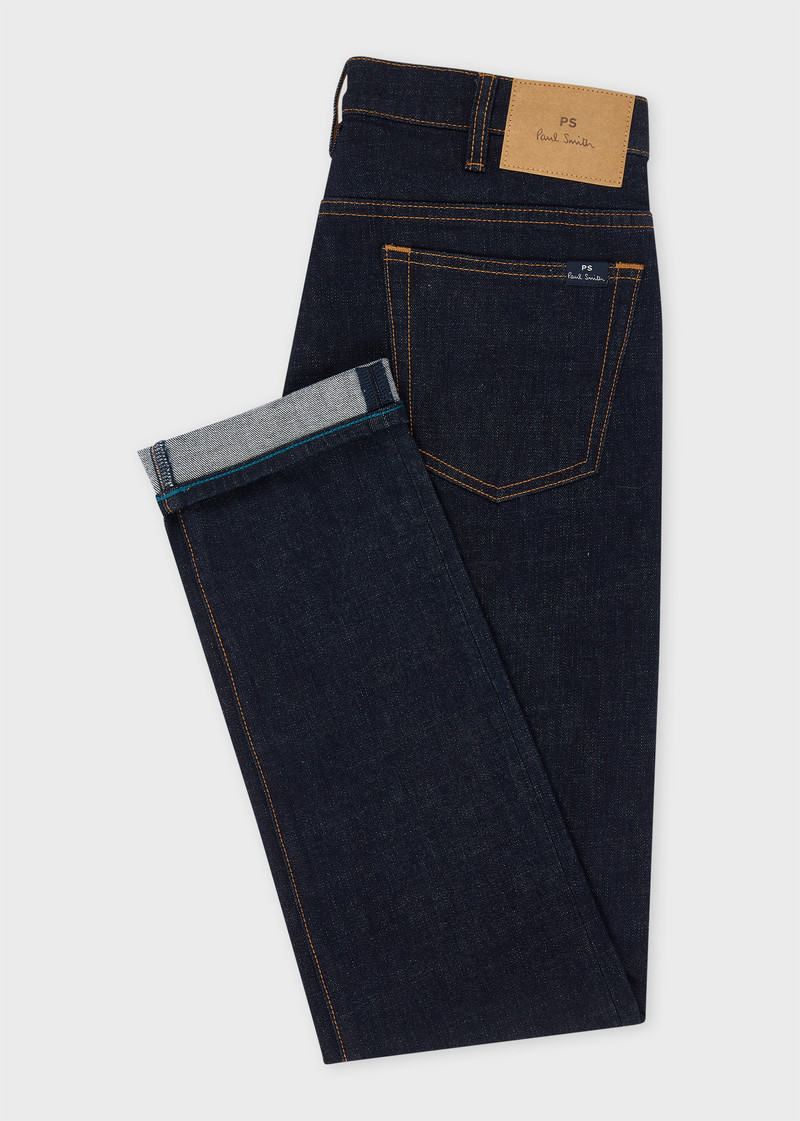 Paul Smith Slim-Fit Indigo-Rinse 'Crosshatch Stretch' Jeans outlook