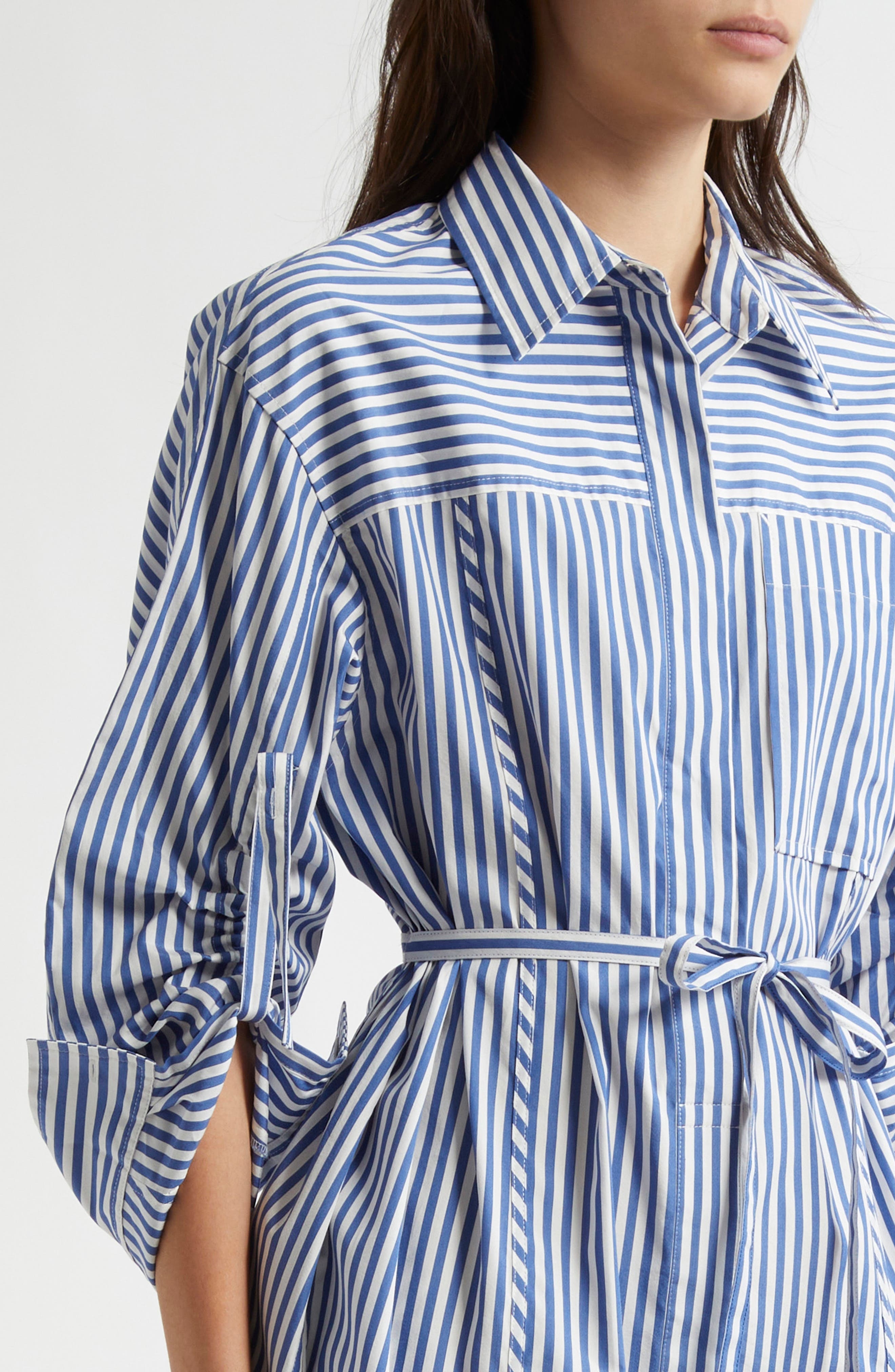 3.1 Phillip Lim Stripe Tie Waist Shirtdress in Blue Multi at Nordstrom - 4