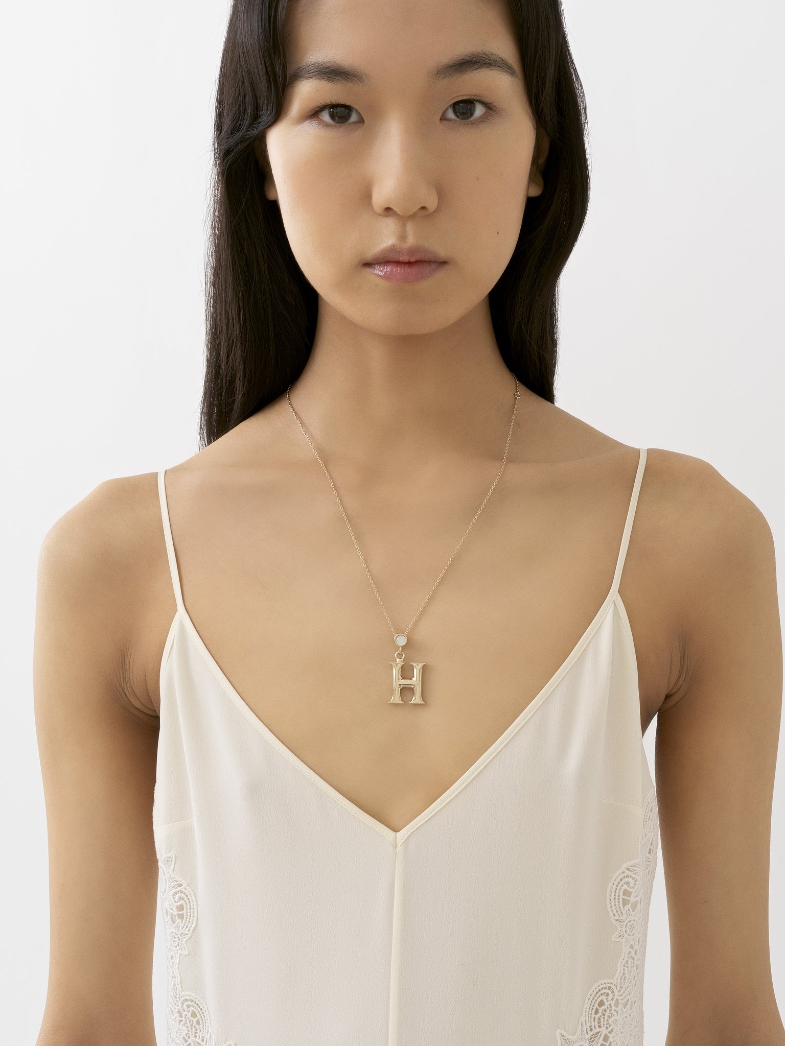 ALPHABET NECKLACE WITH PENDANT H - 3