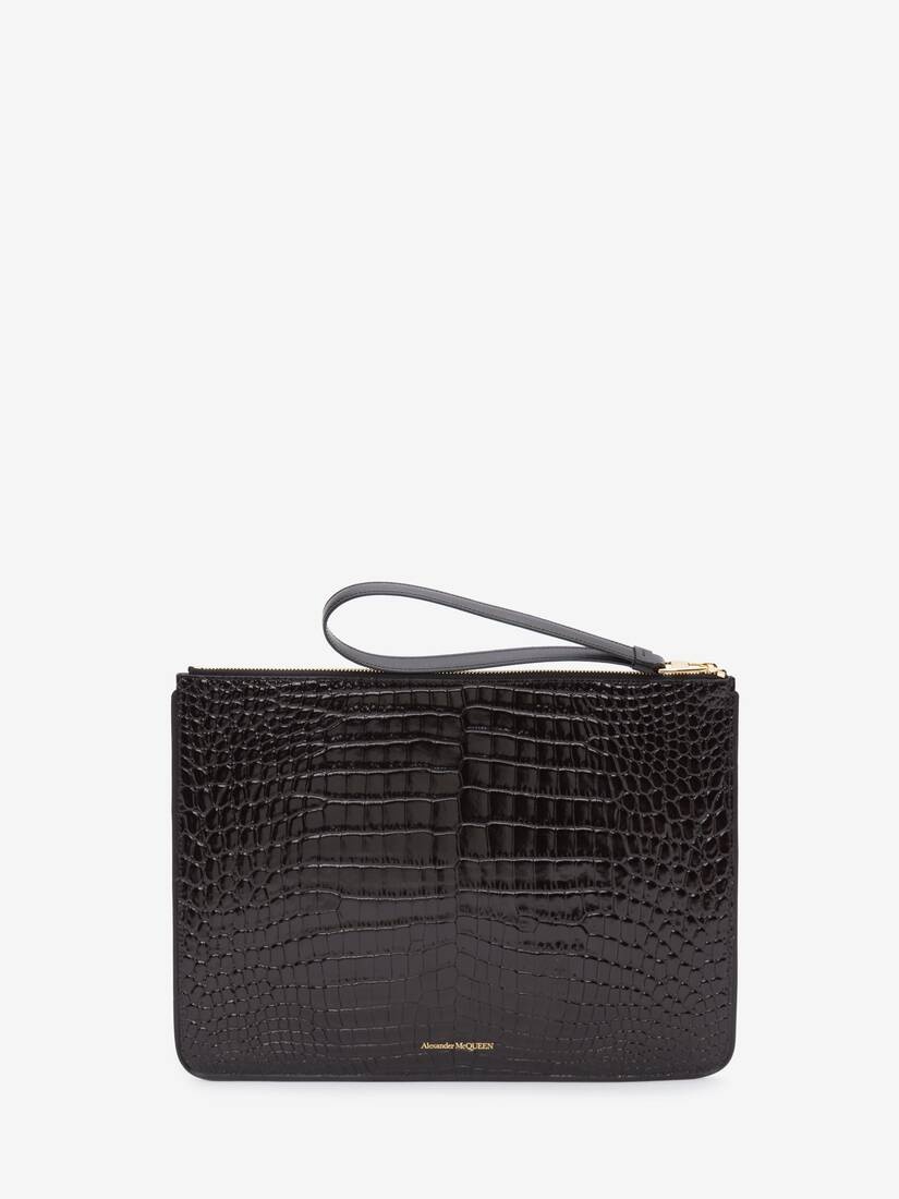 Skull Zip Pouch in Black - 3