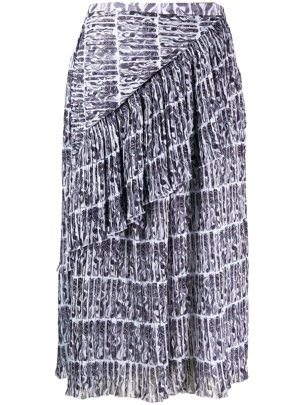 micro pleat draped midi skirt - 1