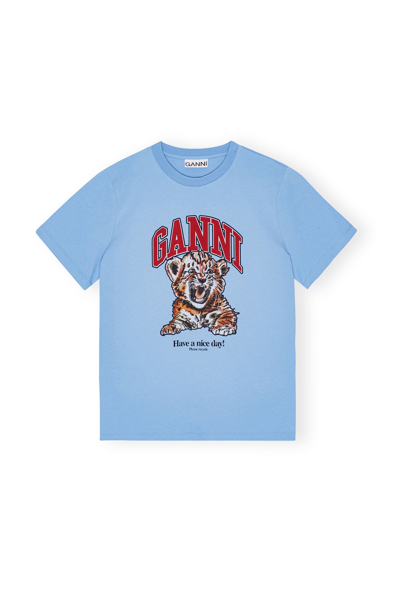 BLUE BASIC JERSEY TIGER RELAXED T-SHIRT - 1