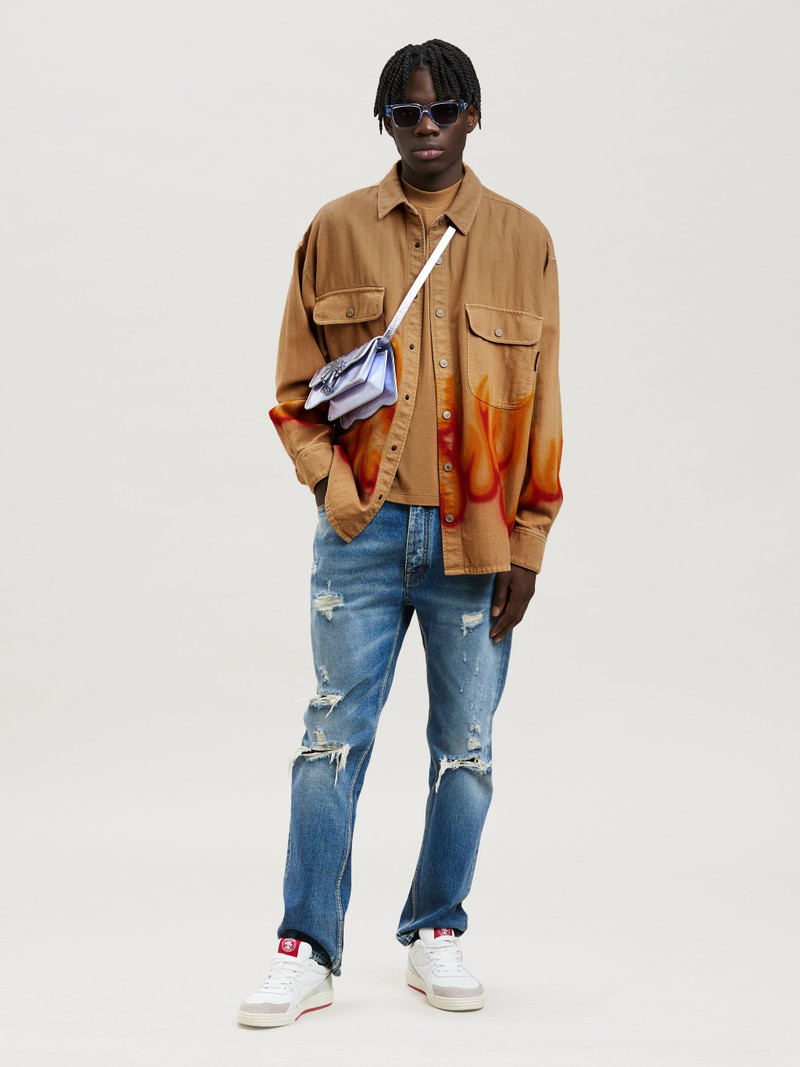 Palm Angels BURNING HERRINGBONE SHIRT outlook
