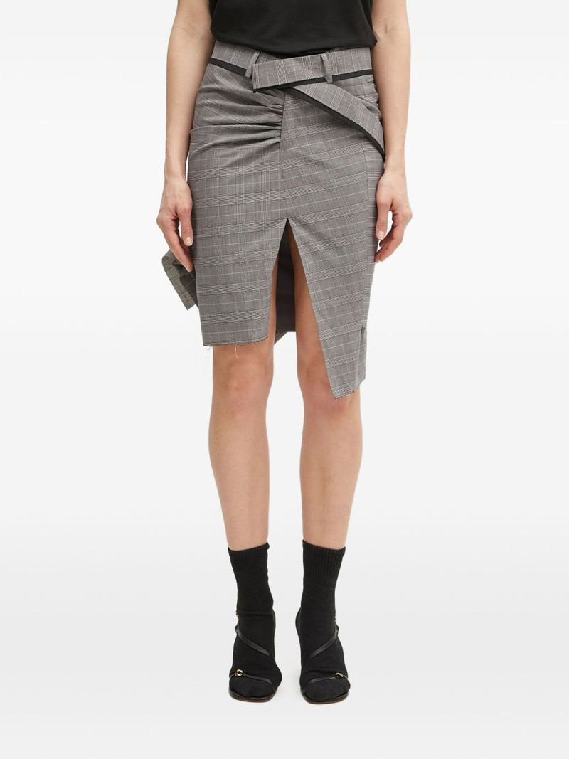belted check-print skirt 1