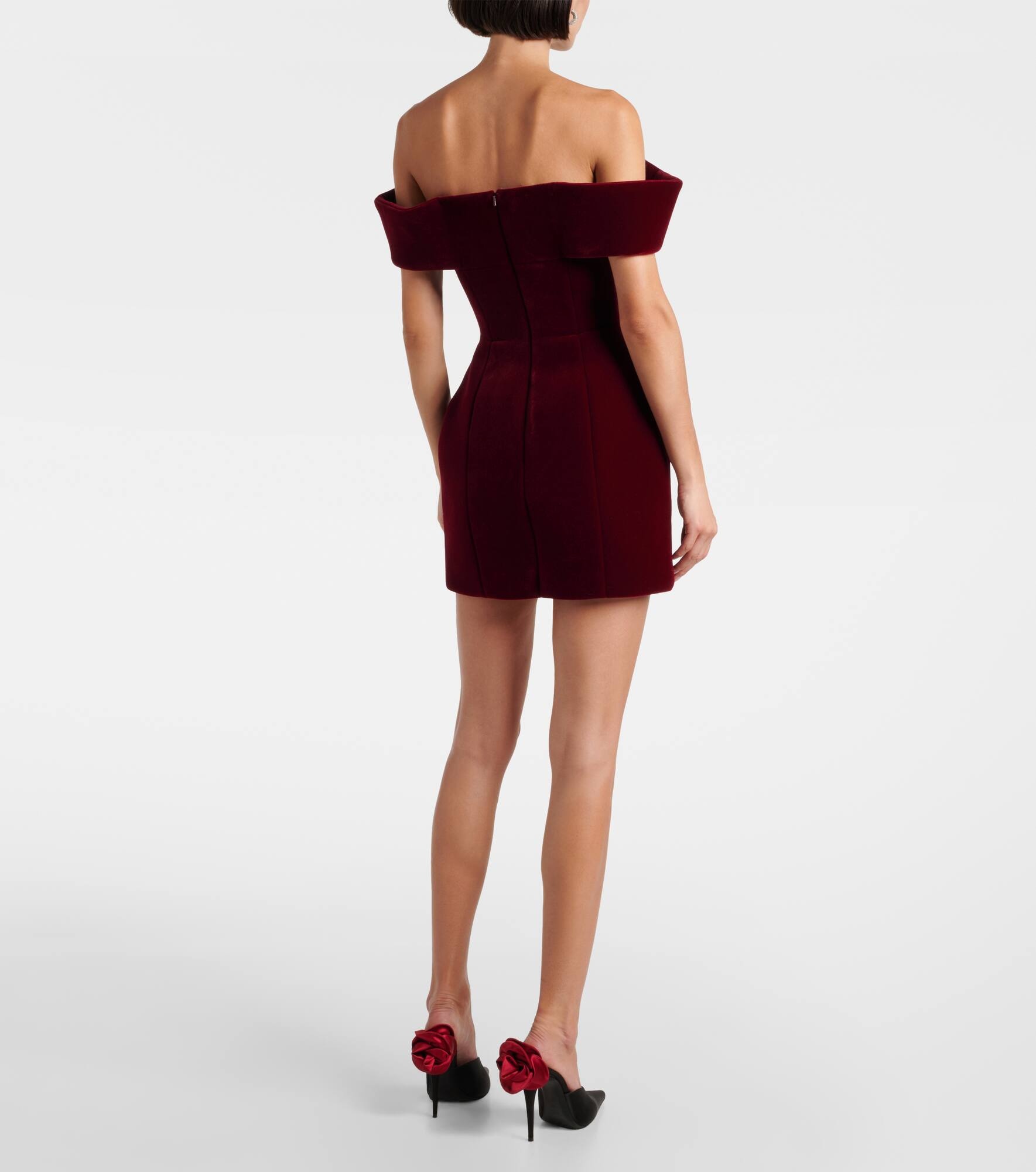 Off-shoulder velvet minidress - 3