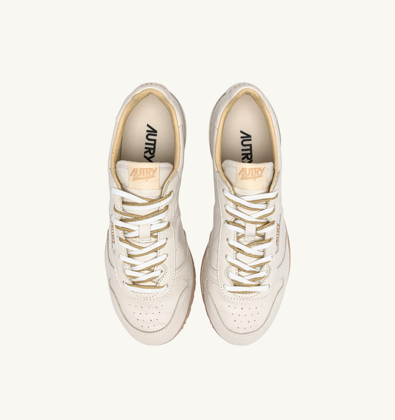 WINDSPIN SNEAKERS IN WHITE AND GOLD NAPA LEATHER 5