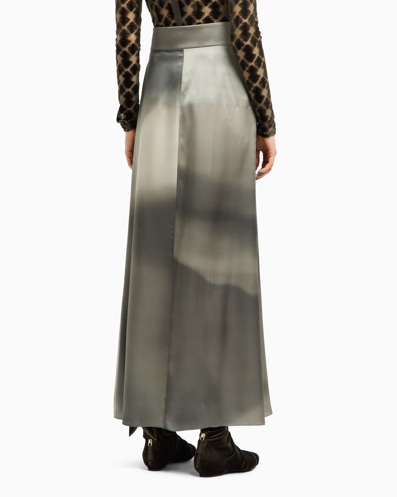 LONG SKIRT IN PRINTED SILK SATIN - 3