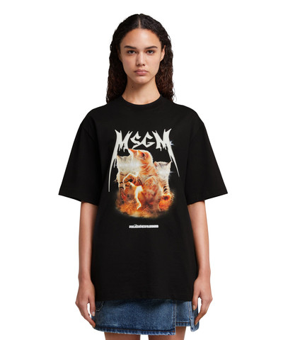 MSGM T-Shirt with "Laser eyed cat" graphic outlook