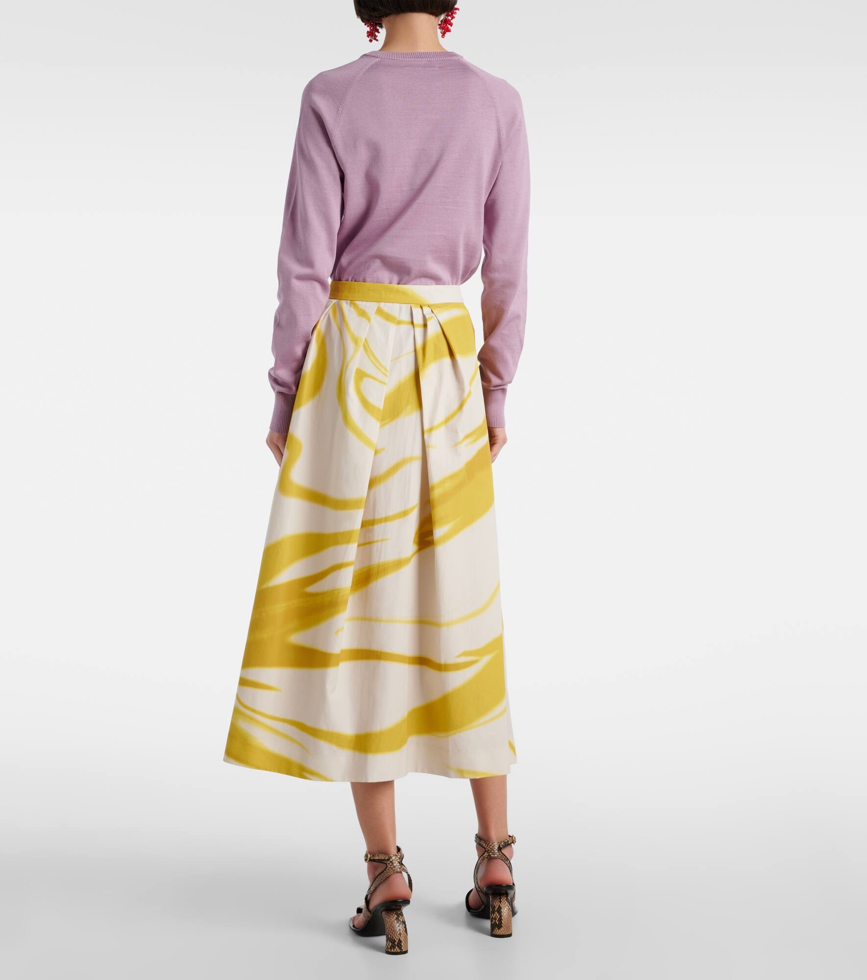 Printed cotton midi skirt - 3