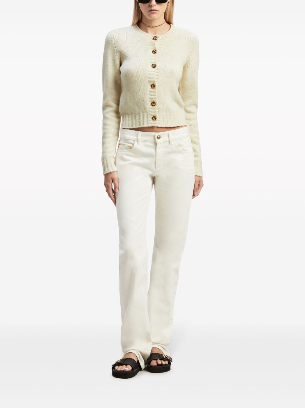 logo intarsia-knit wool-blend cardigan - 2