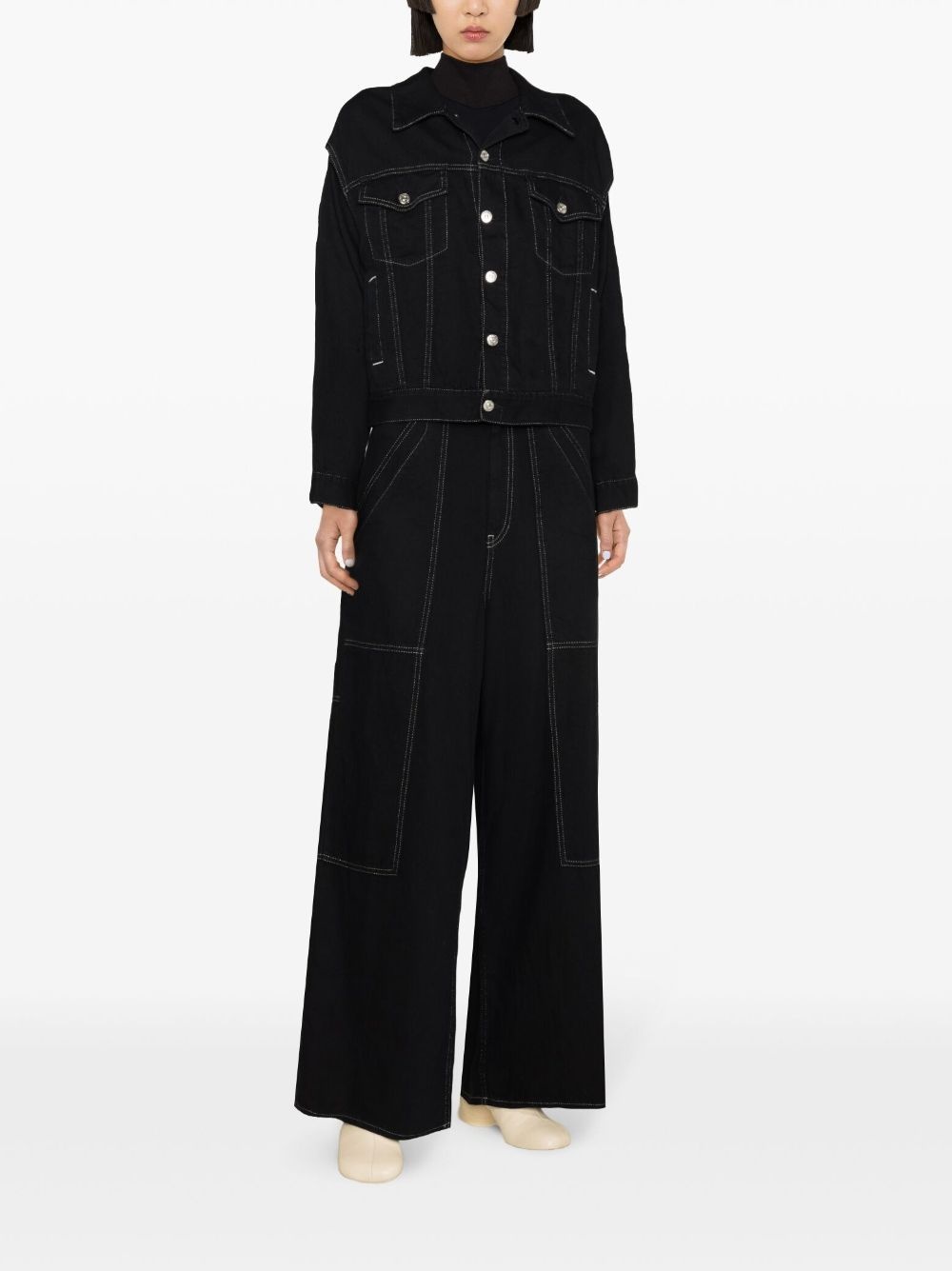 metallic-thread denim jacket - 2