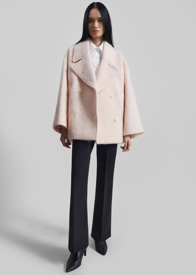 Odeone Brushed Wool Peacoat - Faded Pink 7