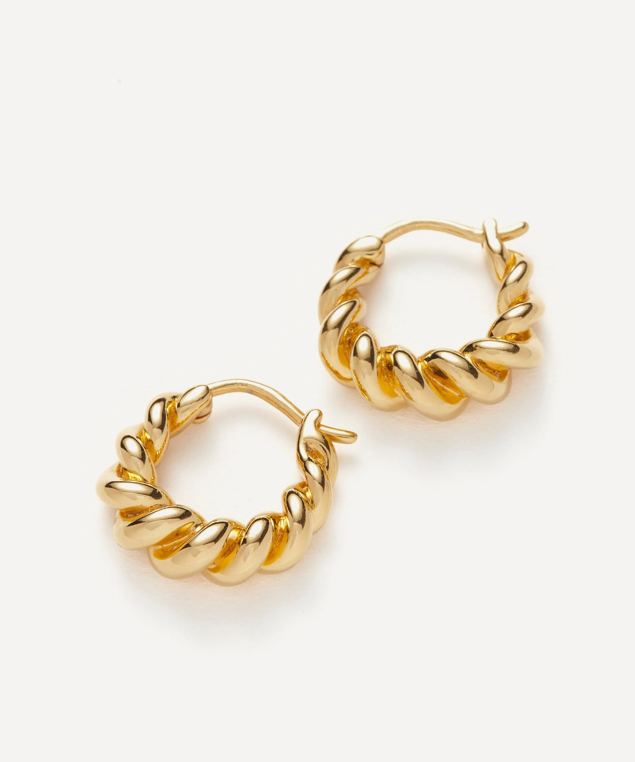 18ct Gold-Plated Vermeil Silver Mini Tidal Hoop Earrings - 1