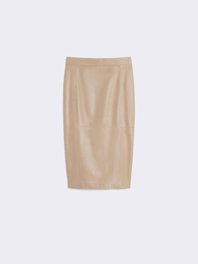 RICAMO Nappa leather pencil skirt - SAND 1