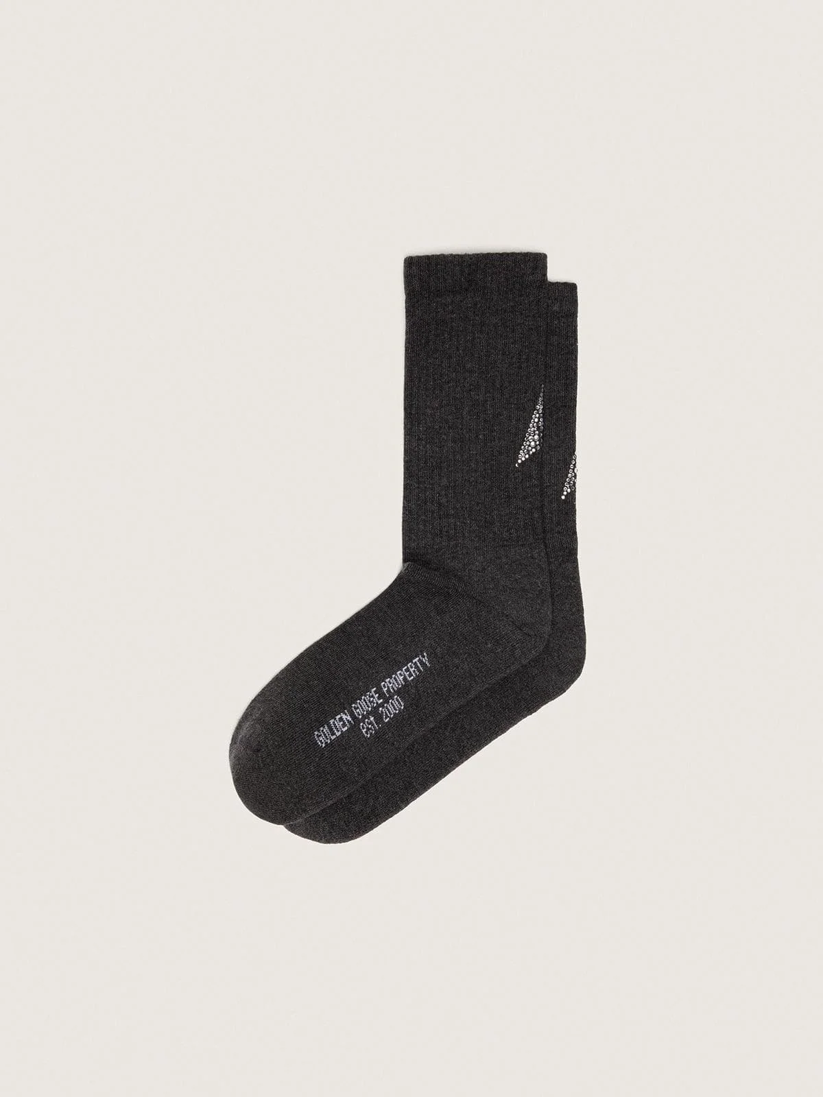 Dark gray socks with crystal star on the back - 1