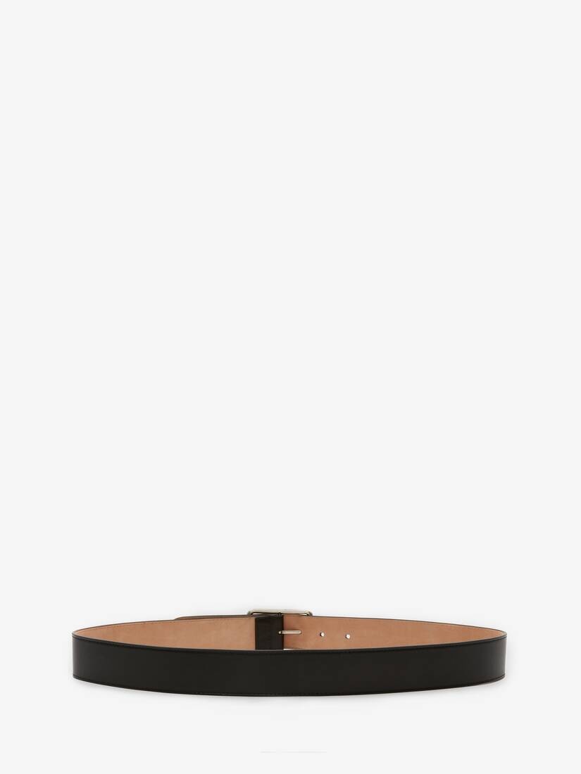 Leather Belt in Black - 2