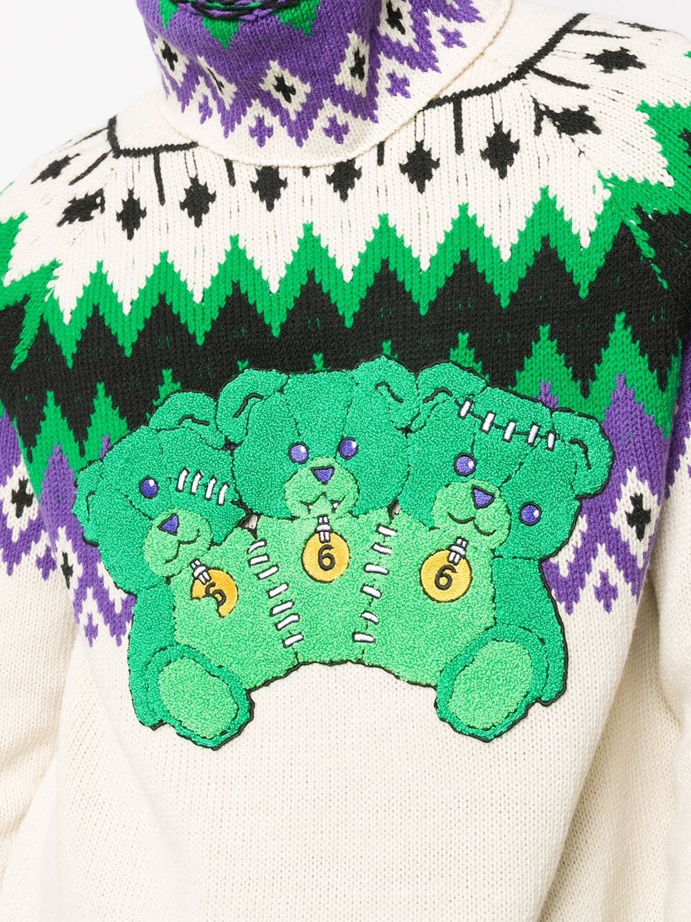 teddy fairisle intarsia knit jumper - 5