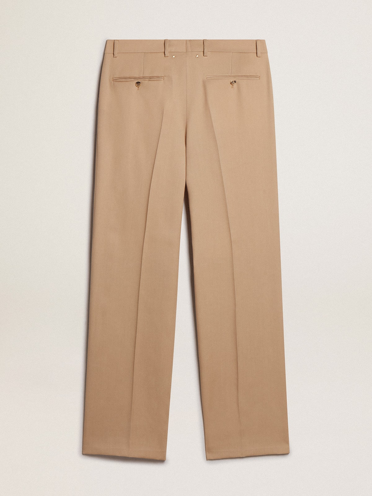 Men’s wool gabardine pants in sand - 5