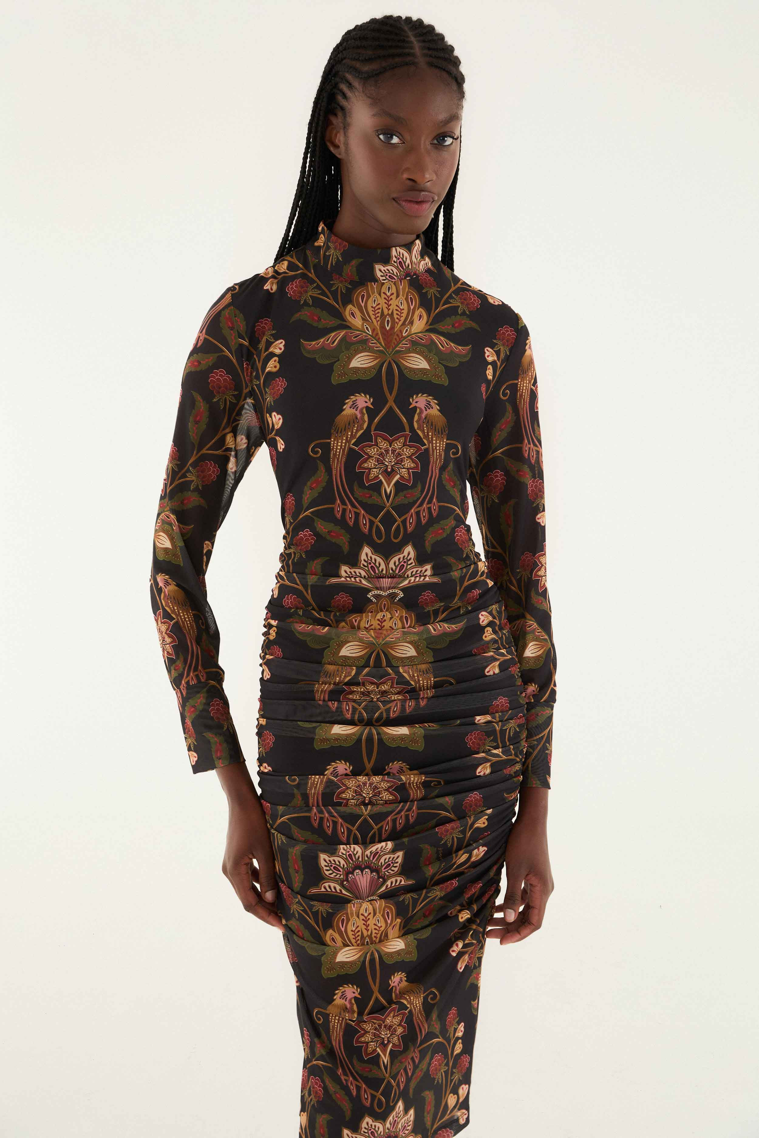 Black Berry Garden Tulle Midi Dress - 2
