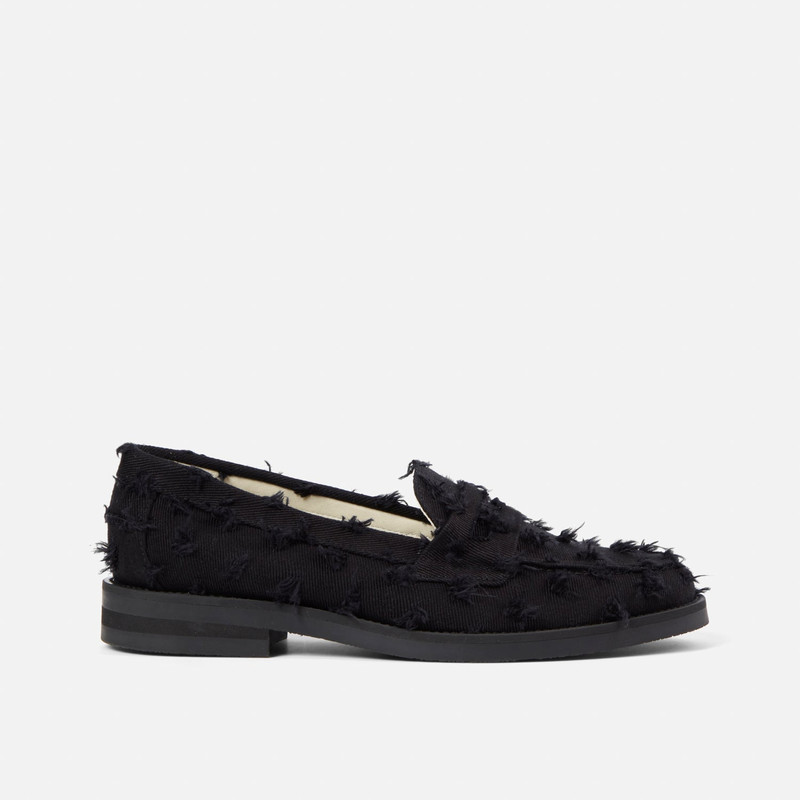 DUKE + DEXTER Wilde Black Punched Denim Penny Loafer - Women's outlook