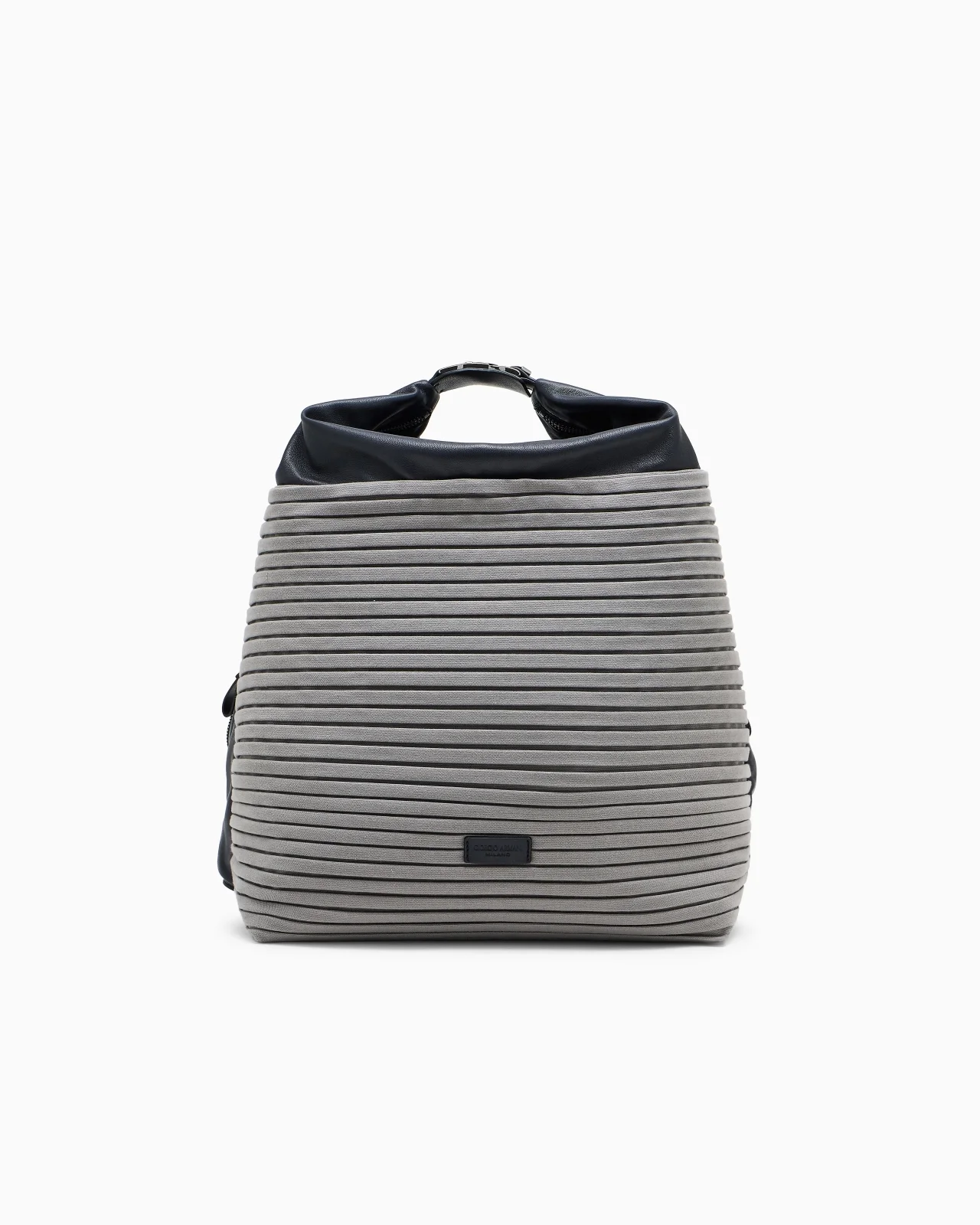 PLEATED CANVAS BACKPACK WITH SMOOTH LEATHER DETAILS - 1