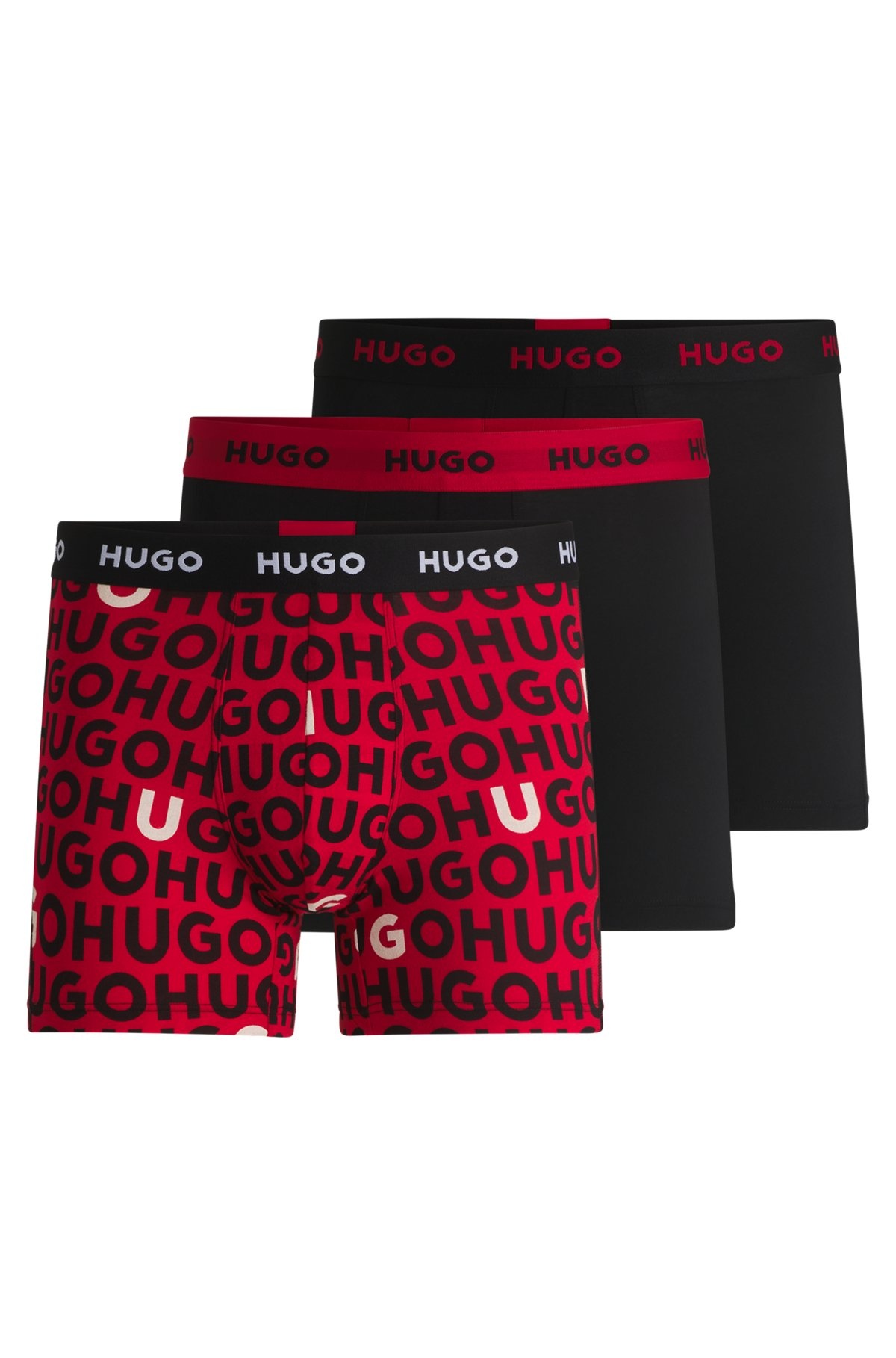 THREE-PACK OF STRETCH-COTTON BOXER BRIEFS WITH LOGOS - 1
