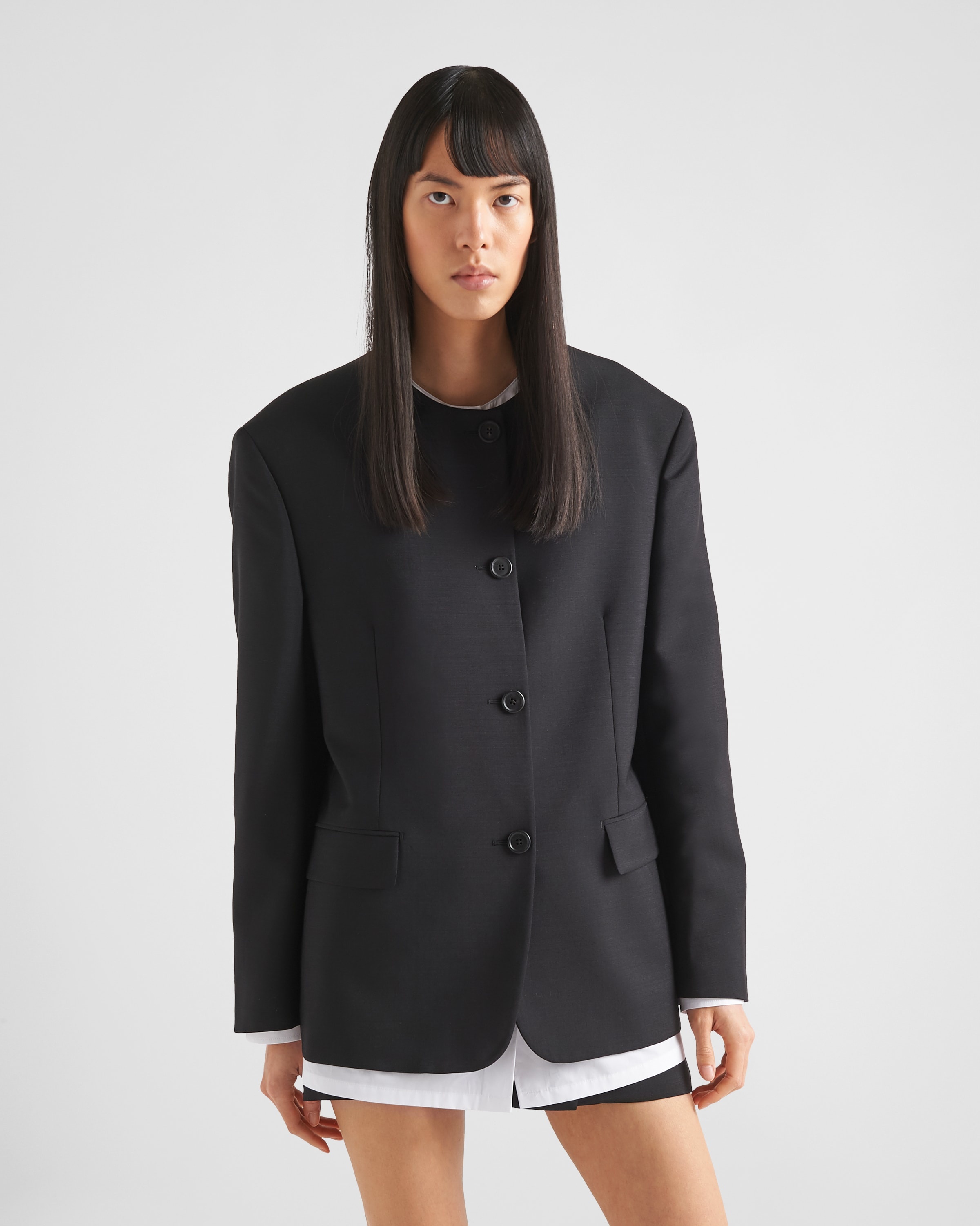 【プラダ・PRADA】Kid mohair single-breasted jacket Prada Single-breasted kid mohair jacket | REVERSIBLE