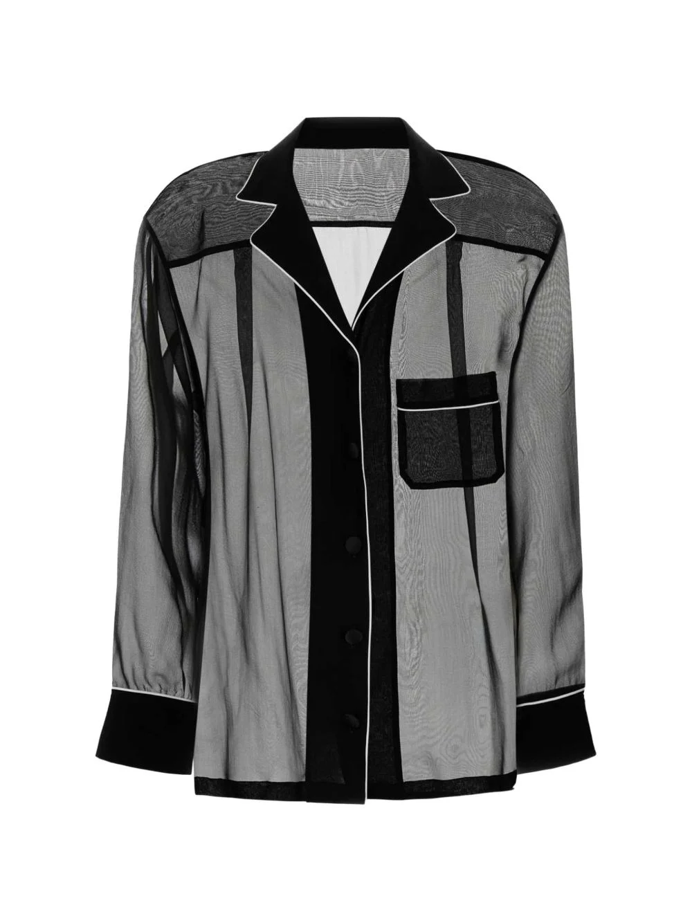 sheer piping-detail shirt - 1