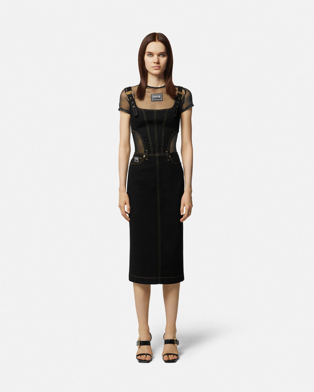Baroque Buckle Midi Denim Dress - 2
