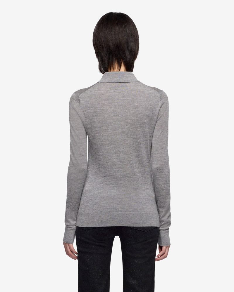 Wool Long Sleeve Polo Sweater in Slate 5