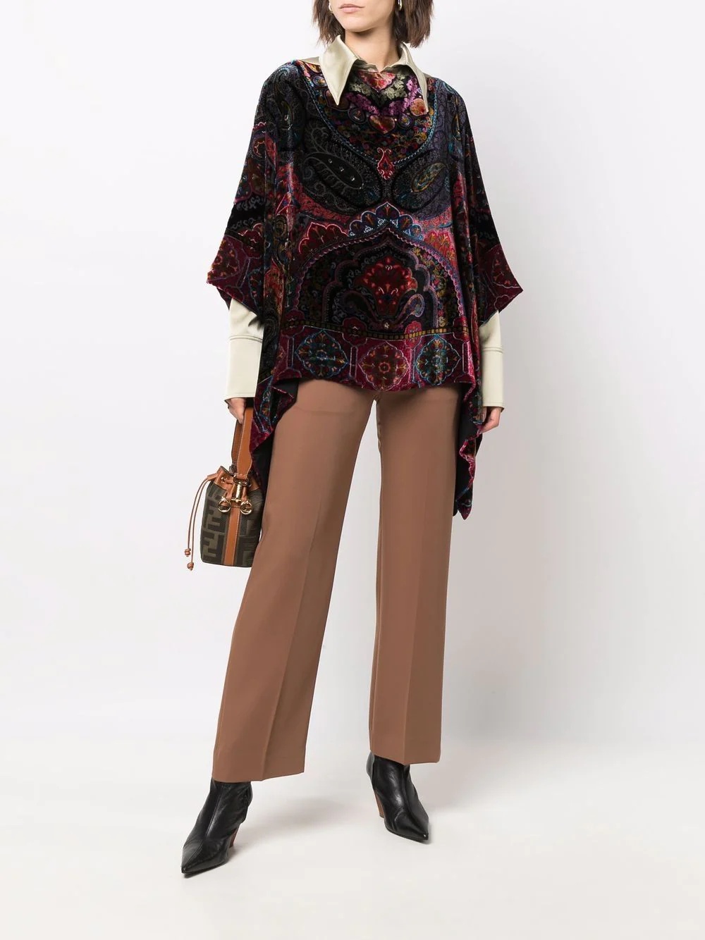 paisley-print velvet-effect cape - 2