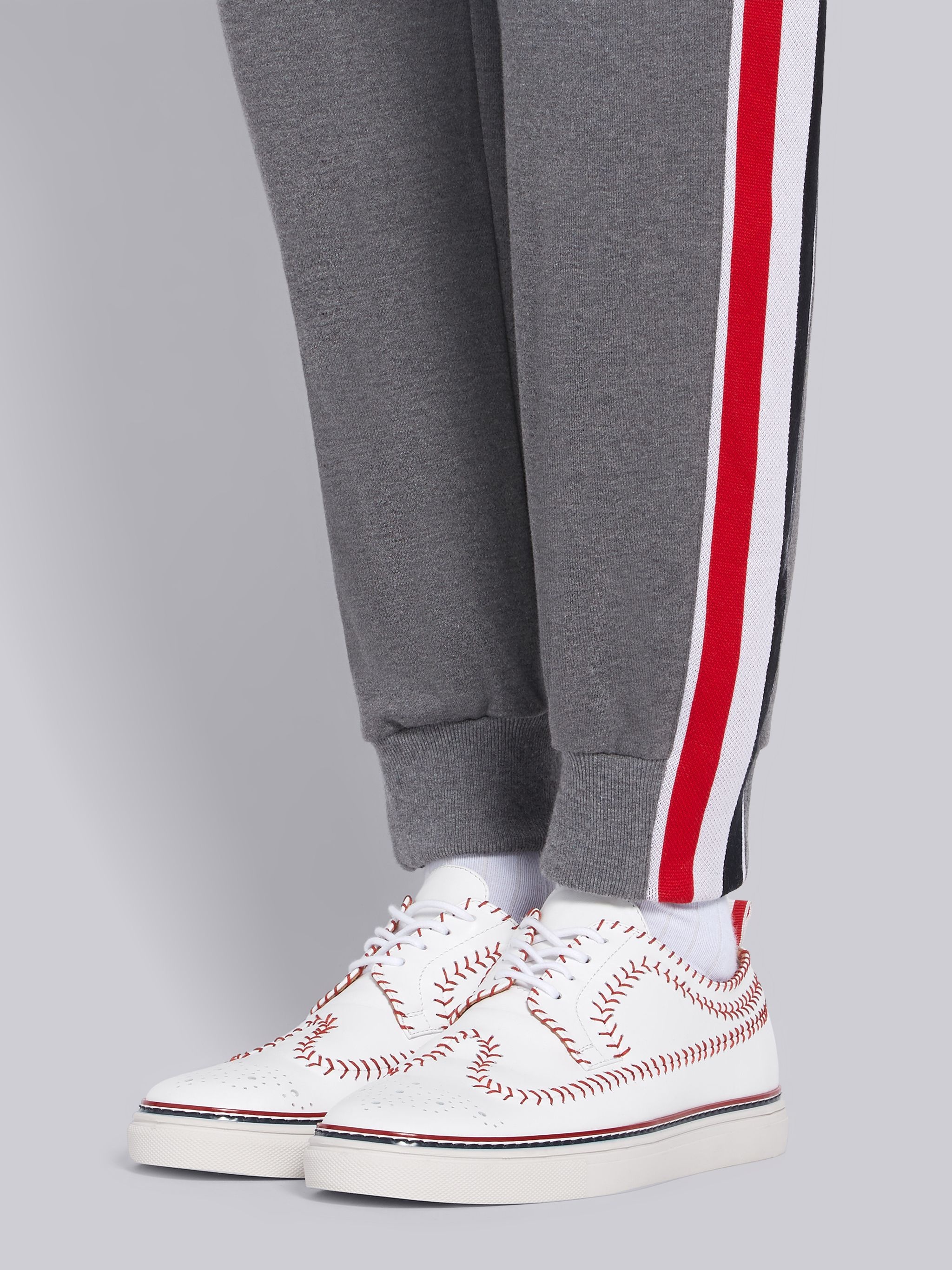 Medium Grey Cotton Interlocking RWB Stripe Track Pants - 6