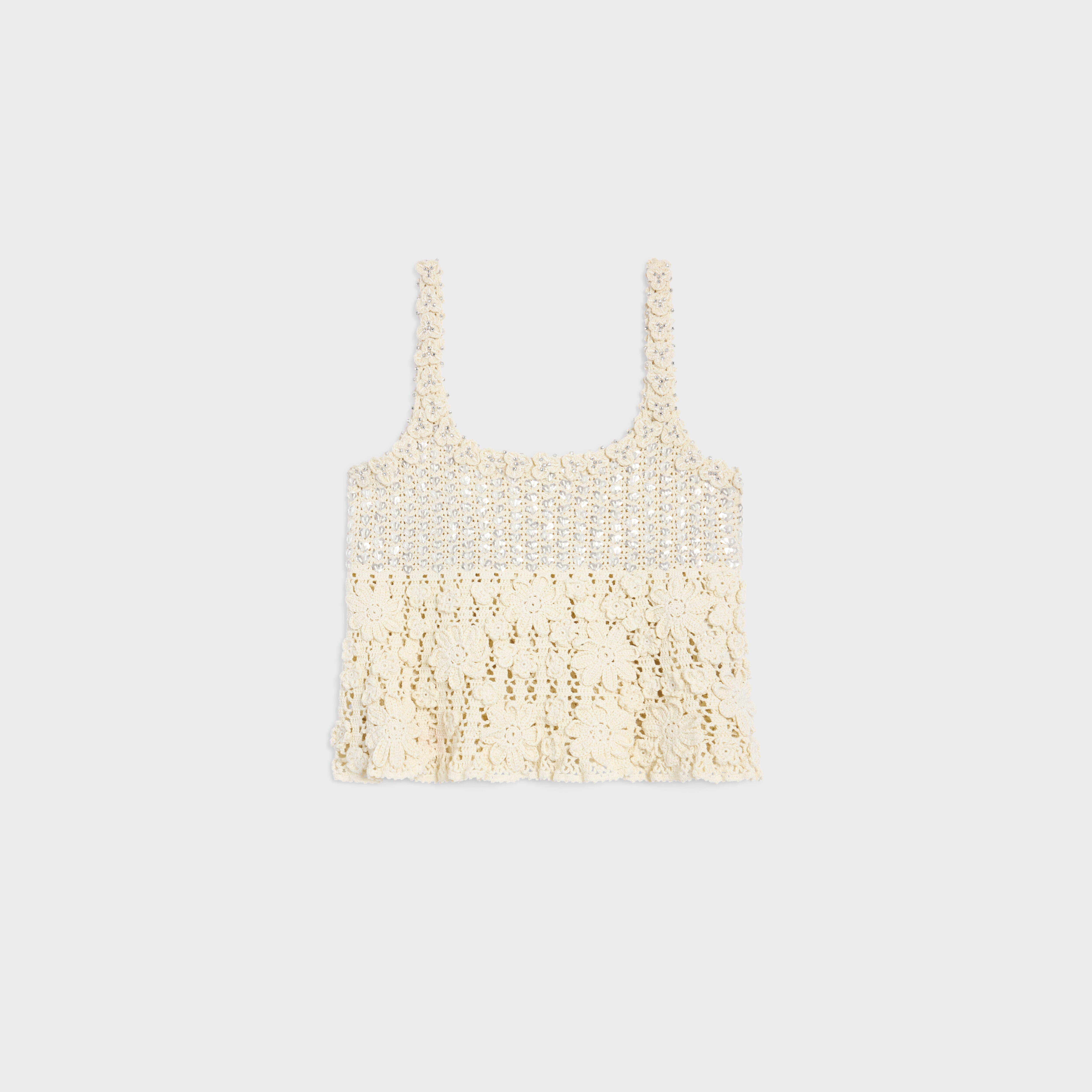 embroidered crop top in crocheted cotton - 1