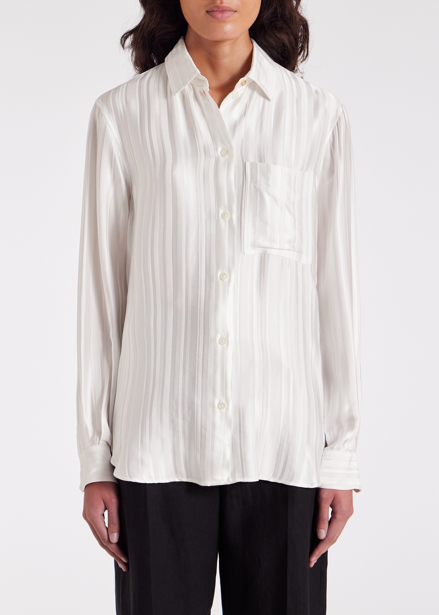 Women's White 'Shadow Stripe' Shirt - 3