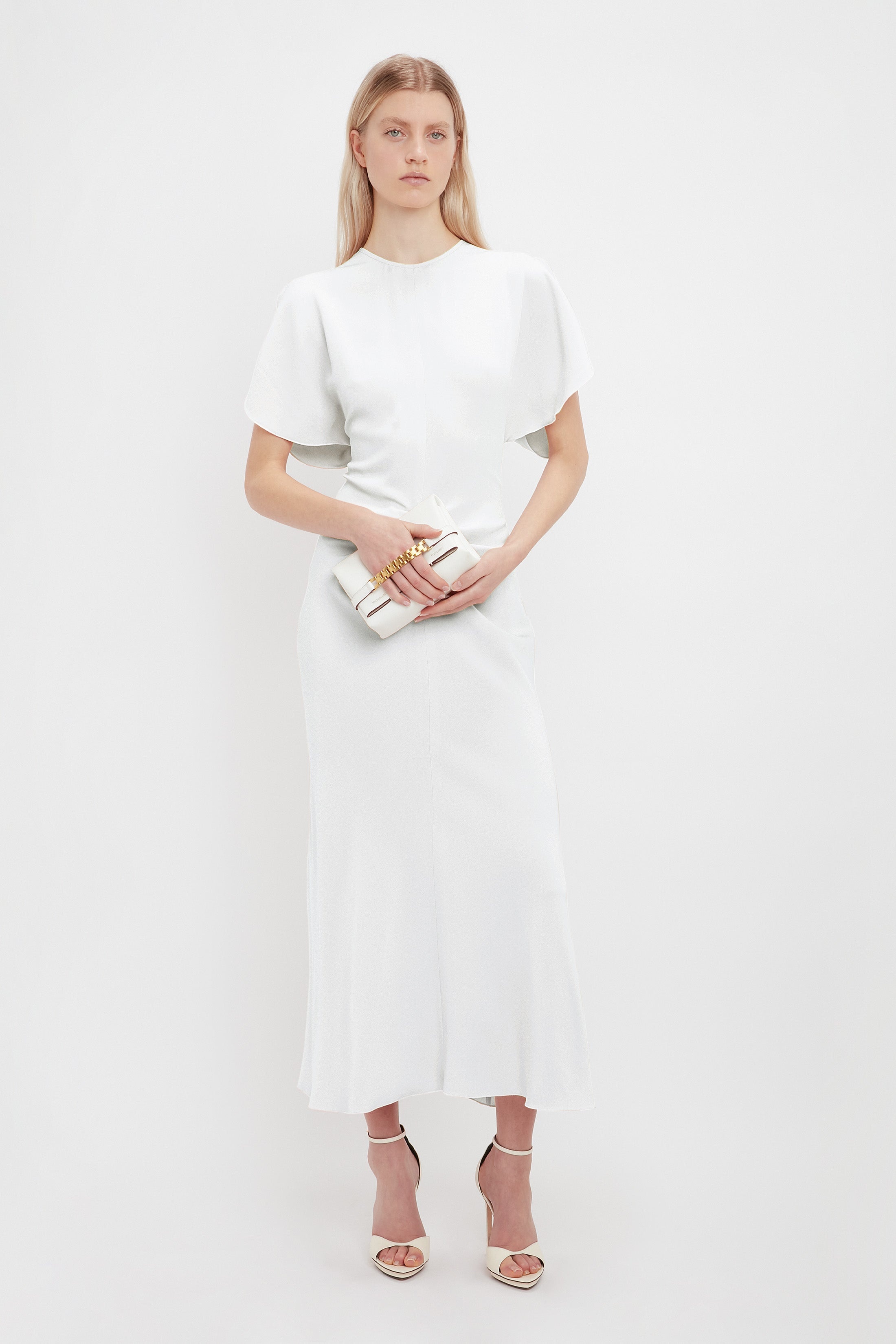 【VICTORIA BECKHAM】クレープ ミディドレス アイボリー VICTORIA BECKHAM】クレープ ミディドレス アイボリー (Victoria