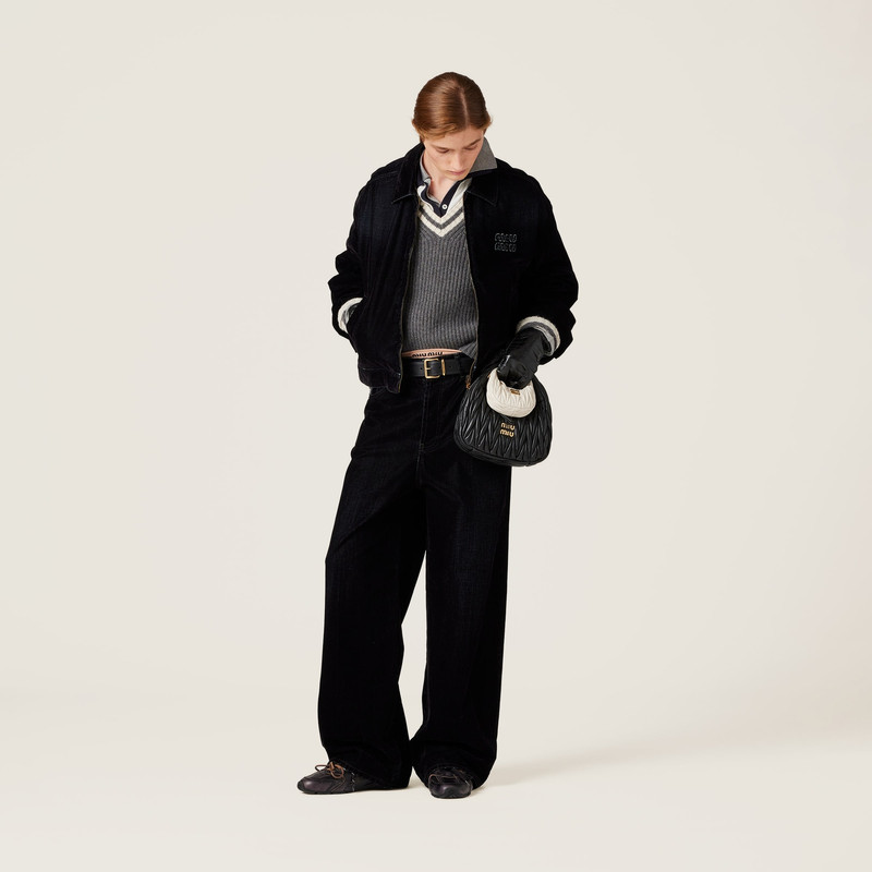 Miu Miu Washed flocked chambray pants outlook
