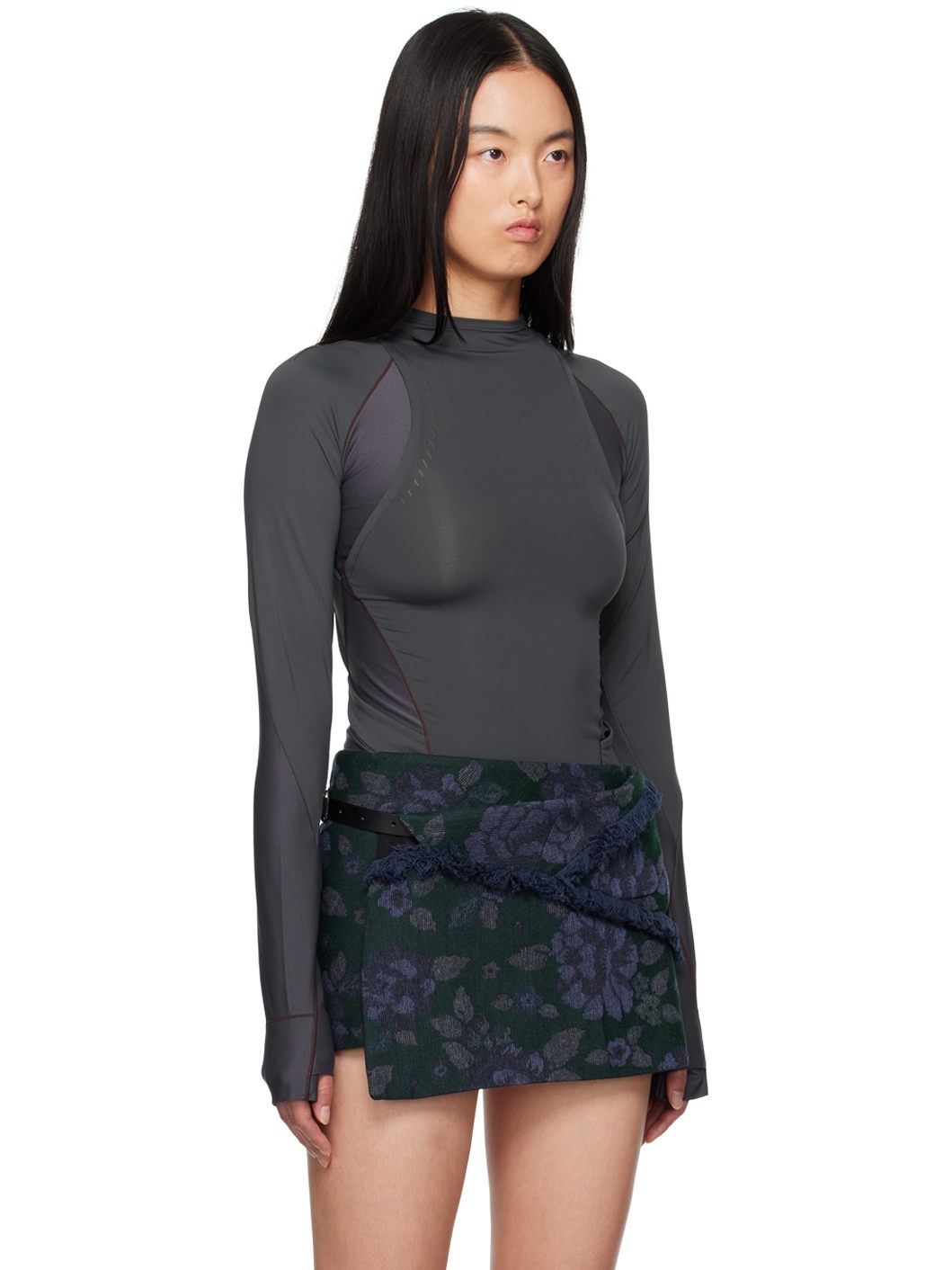 Gray Track Long Sleeve T-Shirt - 2