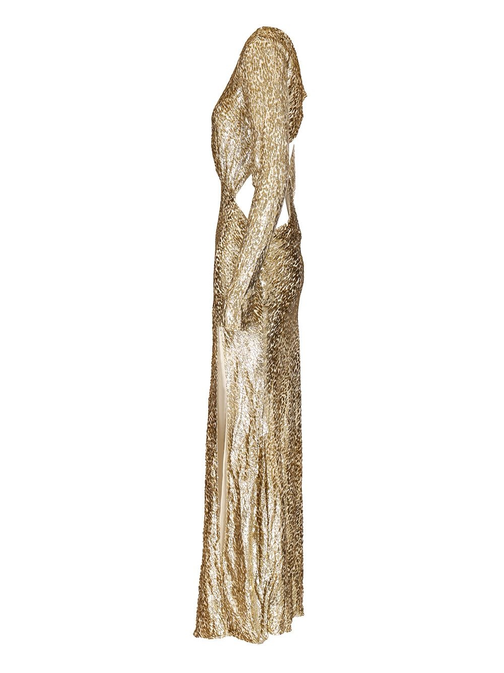 Gold Fil Coup� Maxi Dress Dresses Gold - 3