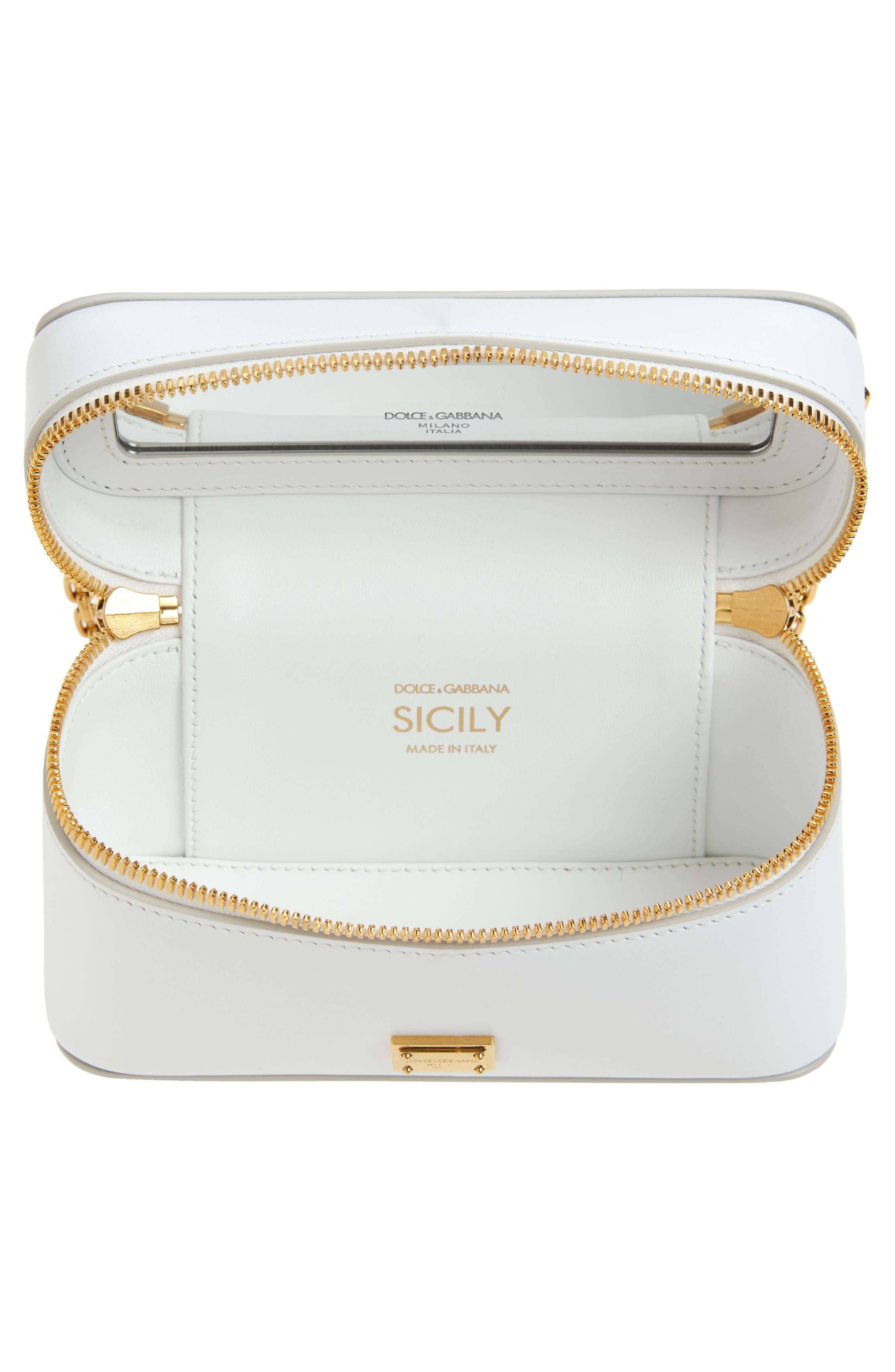 Dolce&Gabbana Sicily Leather Vanity Case Crossbody Bag in Bianco Ottico at Nordstrom - 5