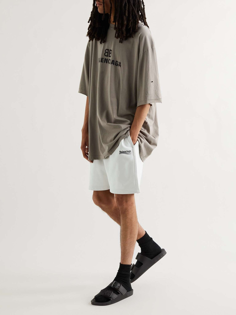 BALENCIAGA Wide-Leg Logo-Embroidered Cotton-Jersey Shorts outlook
